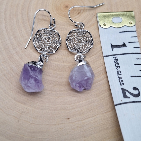 Amethyst Dreamcatcher Earrings – Spiritual Healing Crystal Jewelry - Picture 6 of 6